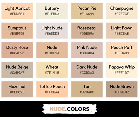 nude colors names|Shades of Nude Color – 50+ Shades to Discover